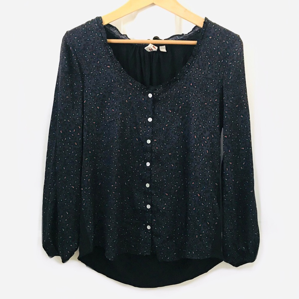 Anthro Dolan Marilyn animal print contrast blouse - Picture 2 of 16